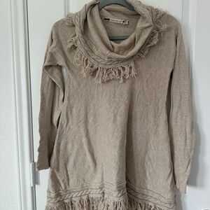 Chelsea & Violet Cowl Neck Sweater with Fringe
